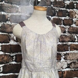 Loft Ann Taylor Dress Sleeveless Floral Purple Beige Size 6